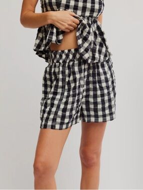 Free People Seersucker Plaid Shorts